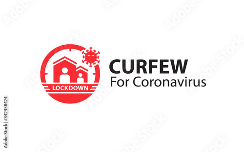 COVID-19 Lockdown icon logo vector. Curfew for coronavirus. Lockdown the city to prevent the spread of the coronavirus.