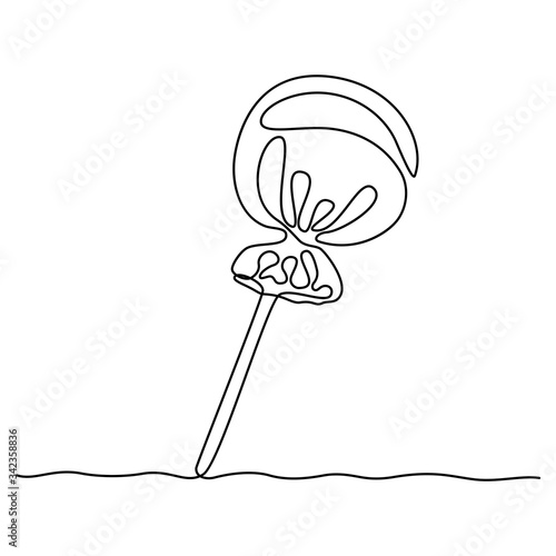Continuous line drawing. Sweet candy. Lollipop. Black isolated on white background. Hand drawn vector illustration. 