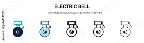 Electric bell icon in filled, thin line, outline and stroke style. Vector illustration of two colored and black electric bell vector icons designs can be used for mobile, ui, web