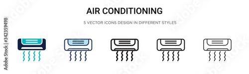 Air conditioning icon in filled, thin line, outline and stroke style. Vector illustration of two colored and black air conditioning vector icons designs can be used for mobile, ui, web