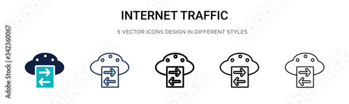 Internet traffic icon in filled, thin line, outline and stroke style. Vector illustration of two colored and black internet traffic vector icons designs can be used for mobile, ui, web
