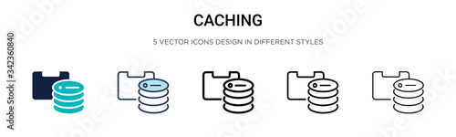 Caching icon in filled, thin line, outline and stroke style. Vector illustration of two colored and black caching vector icons designs can be used for mobile, ui, web photo