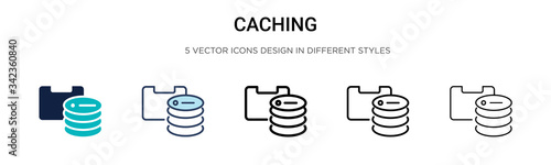 Caching icon in filled, thin line, outline and stroke style. Vector illustration of two colored and black caching vector icons designs can be used for mobile, ui, web