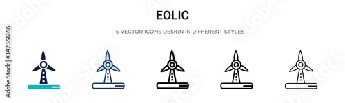 Eolic icon in filled, thin line, outline and stroke style. Vector illustration of two colored and black eolic vector icons designs can be used for mobile, ui, web