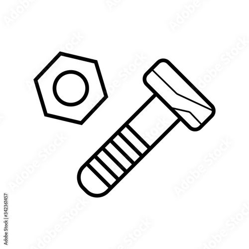 bolt and nut icon vector