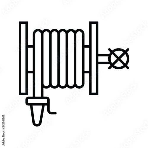 Fire hose reel line icon. Fire Station Sleeve outline style pictogram on white background