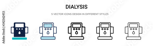 Dialysis icon in filled, thin line, outline and stroke style. Vector illustration of two colored and black dialysis vector icons designs can be used for mobile, ui, web