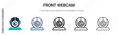 Front webcam icon in filled, thin line, outline and stroke style. Vector illustration of two colored and black front webcam vector icons designs can be used for mobile, ui, web