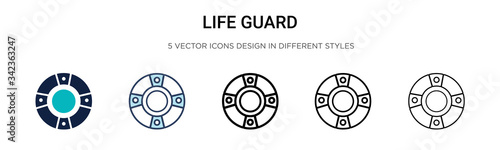 Life guard icon in filled, thin line, outline and stroke style. Vector illustration of two colored and black life guard vector icons designs can be used for mobile, ui, web