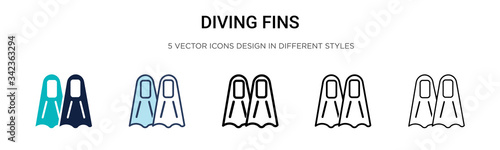 Photographie Diving fins icon in filled, thin line, outline and stroke style