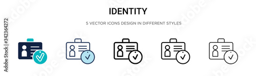 Identity icon in filled, thin line, outline and stroke style. Vector illustration of two colored and black identity vector icons designs can be used for mobile, ui, web