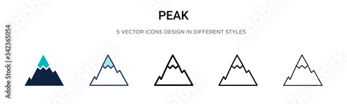 Peak icon in filled, thin line, outline and stroke style. Vector illustration of two colored and black peak vector icons designs can be used for mobile, ui, web