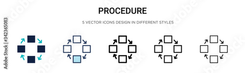 Procedure icon in filled, thin line, outline and stroke style. Vector illustration of two colored and black procedure vector icons designs can be used for mobile, ui, web