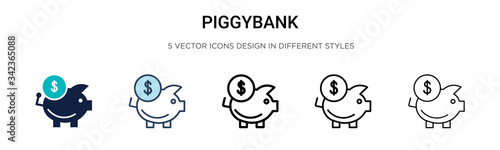 Piggybank icon in filled, thin line, outline and stroke style. Vector illustration of two colored and black piggybank vector icons designs can be used for mobile, ui, web