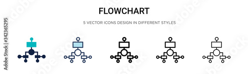 Flowchart icon in filled, thin line, outline and stroke style. Vector illustration of two colored and black flowchart vector icons designs can be used for mobile, ui, web