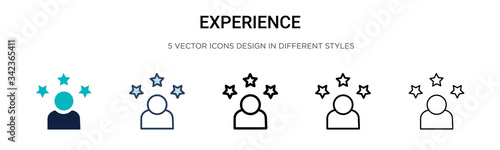 Experience icon in filled, thin line, outline and stroke style. Vector illustration of two colored and black experience vector icons designs can be used for mobile, ui, web