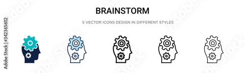 Brainstorm icon in filled, thin line, outline and stroke style. Vector illustration of two colored and black brainstorm vector icons designs can be used for mobile, ui, web