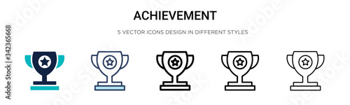 Achievement icon in filled, thin line, outline and stroke style. Vector illustration of two colored and black achievement vector icons designs can be used for mobile, ui, web