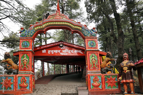 Shimla, India - 03/01/2020: Monkey Temple Hanuman Mandir (Jakhu Mandir)