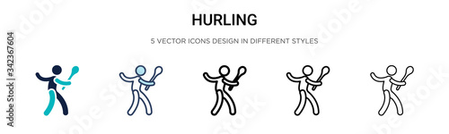 Hurling icon in filled, thin line, outline and stroke style. Vector illustration of two colored and black hurling vector icons designs can be used for mobile, ui, web