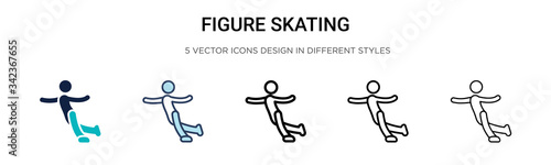 Figure skating icon in filled, thin line, outline and stroke style. Vector illustration of two colored and black figure skating vector icons designs can be used for mobile, ui, web