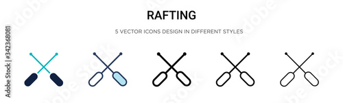 Rafting icon in filled, thin line, outline and stroke style. Vector illustration of two colored and black rafting vector icons designs can be used for mobile, ui, web