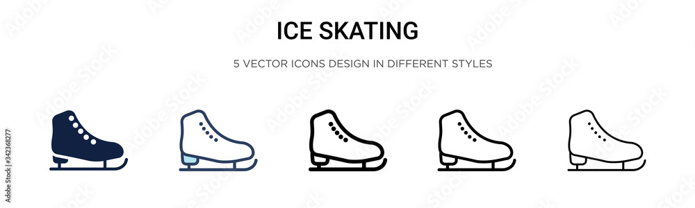 Ice skating icon in filled, thin line, outline and stroke style. Vector illustration of two colored and black ice skating vector icons designs can be used for mobile, ui, web