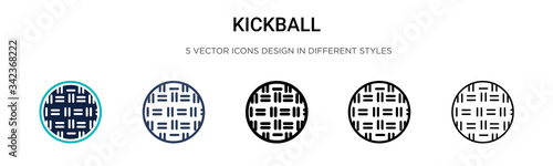 Kickball icon in filled, thin line, outline and stroke style. Vector illustration of two colored and black kickball vector icons designs can be used for mobile, ui, web photo