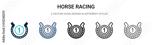 Horse racing icon in filled, thin line, outline and stroke style. Vector illustration of two colored and black horse racing vector icons designs can be used for mobile, ui, web