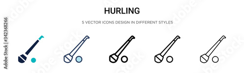 Hurling icon in filled, thin line, outline and stroke style. Vector illustration of two colored and black hurling vector icons designs can be used for mobile, ui, web