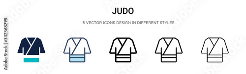 Judo icon in filled, thin line, outline and stroke style. Vector illustration of two colored and black judo vector icons designs can be used for mobile, ui, web