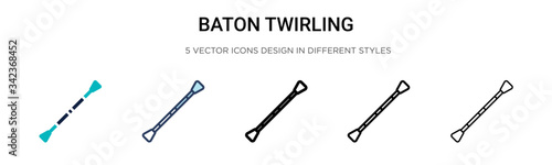 Baton twirling icon in filled, thin line, outline and stroke style. Vector illustration of two colored and black baton twirling vector icons designs can be used for mobile, ui, web