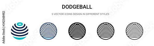 Dodgeball icon in filled, thin line, outline and stroke style. Vector illustration of two colored and black dodgeball vector icons designs can be used for mobile, ui, web