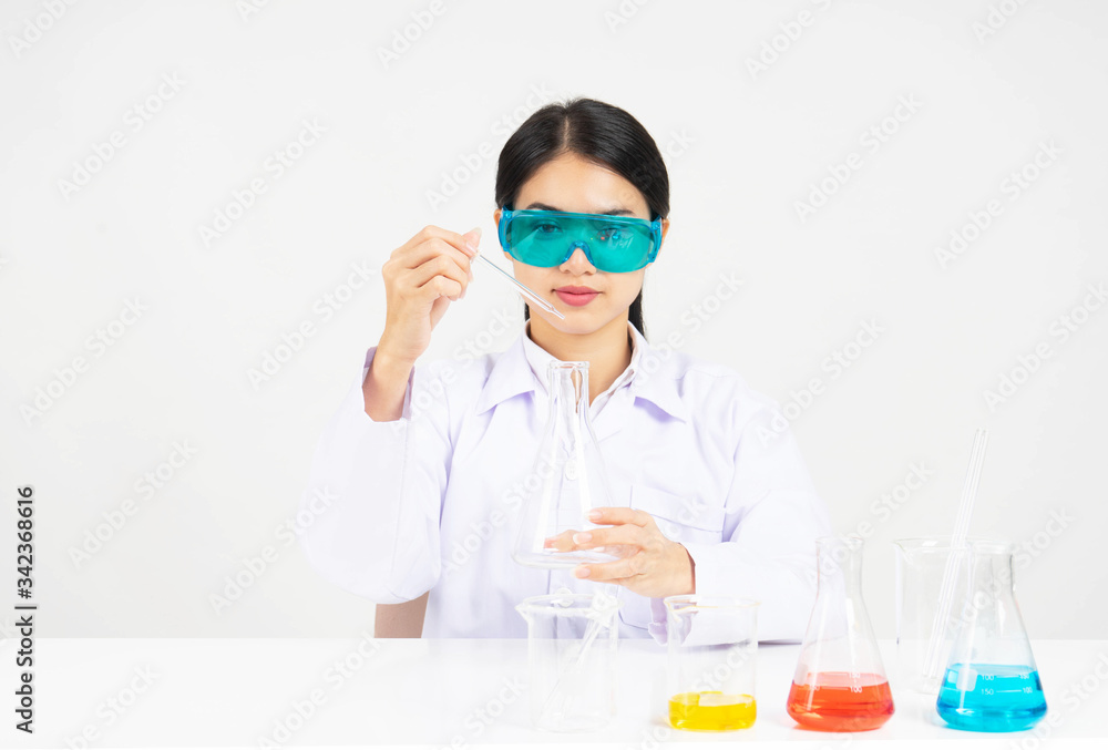 Scientist experiment chemical in laboratory Scientist experiment chemical in laboratory