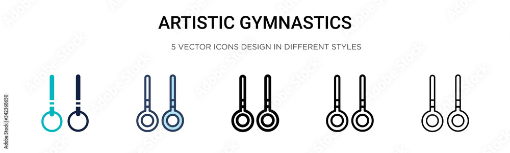 Artistic gymnastics icon in filled, thin line, outline and stroke style ...