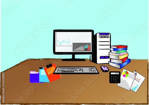 Office desk with work from home concept. New normal 