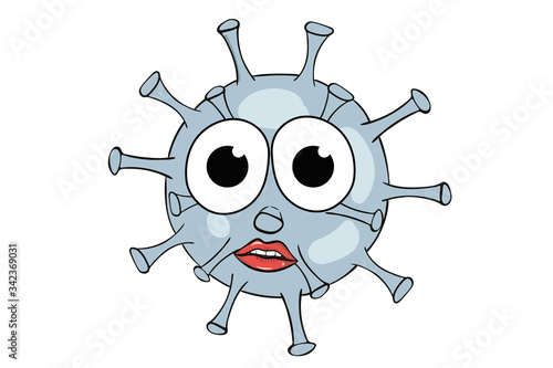 Virus microbe with lips and eyes