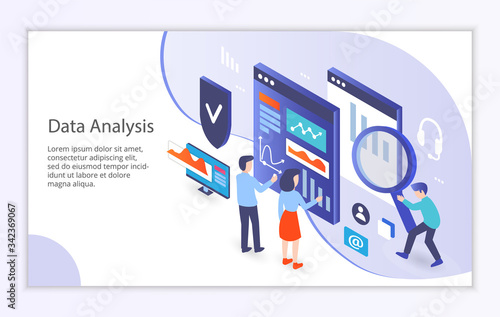 Creative website template of data analysis concept