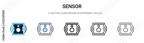 Sensor icon in filled, thin line, outline and stroke style. Vector illustration of two colored and black sensor vector icons designs can be used for mobile, ui, web
