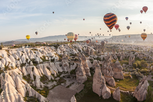 Cappadocia, Turkey : Hot air ballooning over fairy chimneys valley