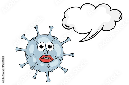 Virus microbe with lips thoughts
