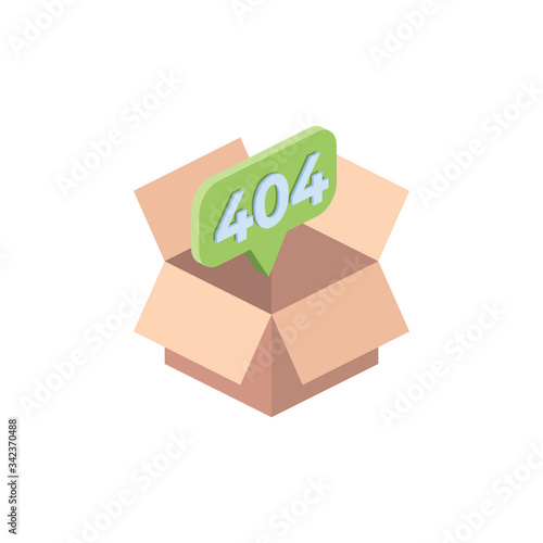 Box 404 page. Vector 3d isometric, color web icon, new flat style. Creative illustration design, isolated graphic idea for infographics.