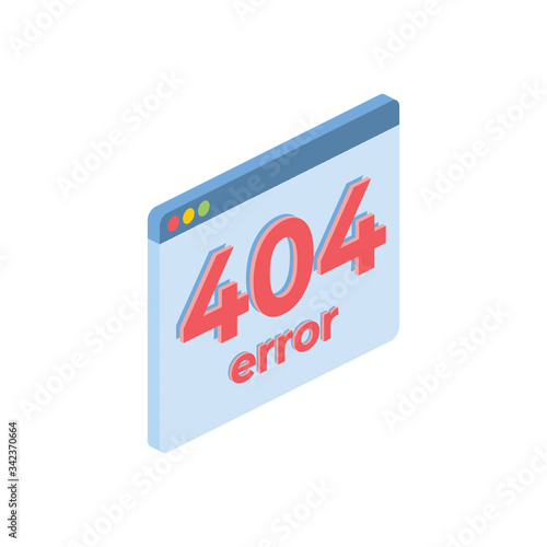 Page 404 screen. Vector 3d isometric, color web icon, new flat style. Creative illustration design, isolated graphic idea for infographics.