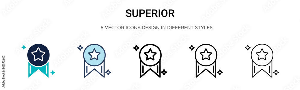 Superior icon in filled, thin line, outline and stroke style. Vector illustration of two colored and black superior vector icons designs can be used for mobile, ui, web - obrazy, fototapety, plakaty 