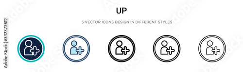 Up sign icon in filled, thin line, outline and stroke style. Vector illustration of two colored and black up sign vector icons designs can be used for mobile, ui, web