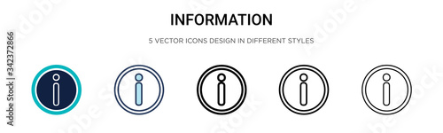Information sign icon in filled, thin line, outline and stroke style. Vector illustration of two colored and black information sign vector icons designs can be used for mobile, ui, web