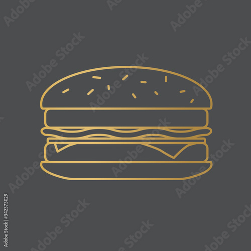 golden burger icon- vector illustration