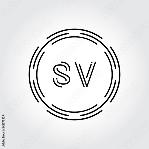 Initial SV Logo Design Creative Typography Vector Template. Digital Abstract Letter SV Logo Vector Illustration