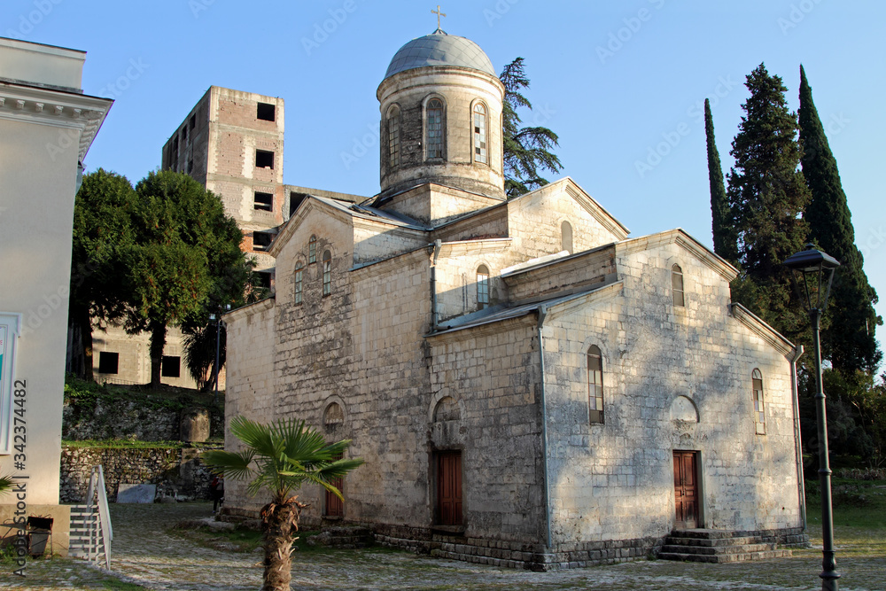 Temple of Simon the Canonite in New Athos in summer.