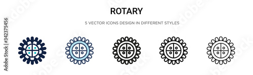 Rotary icon in filled, thin line, outline and stroke style. Vector illustration of two colored and black rotary vector icons designs can be used for mobile, ui, web